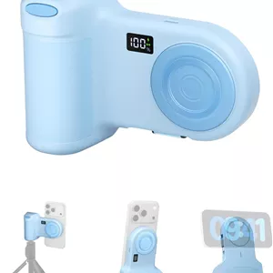گریپ دوربین بی سیم مغناطیسی Belkin Stage PowerGrip، پاوربانک 9300 میلی آمپر ساعتی با کابل USB C جمع شونده، اتصال بلوتوث، اتصال سه پایه، صفحه نمایش LCD، شارژر قابل حمل برای آیفون، پیکسل