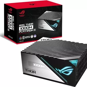 منبع تغذیه کامپیوتر ایسوس ROG Thor 1000W Platinum II کاملاً ماژولار با توان 1000 وات، 80  پلاتینیوم، هیت سینک های ROG، فن 135 میلی متری، حالت 0dB، نمایشگر OLED، Aura Sync
