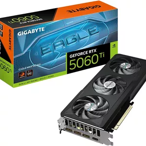 کارت گرافیک گیگابایت GeForce RTX 5060 Ti EAGLE MAX OC 16G - حافظه 16GB GDDR7، رابط 128bit، PCI-E 5.0، فرکانس هسته 2617MHz، دارای 3 پورت DP و 1 پورت HDMI، NVIDIA DLSS 4، GV-N506TEAGLEMAX OC-16GD
