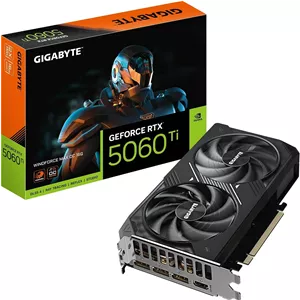 کارت گرافیک گیگابایت GeForce RTX 5060 Ti WINDFORCE MAX OC 16G - حافظه 16GB GDDR7، رابط 128bit، PCI-E 5.0، فرکانس هسته 2587MHz، 3 پورت DP، 1 پورت HDMI، NVIDIA DLSS 4، GV-N506TWF2MAX OC-16GD