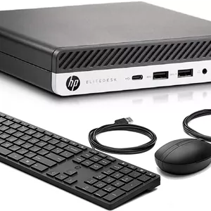 کامپیوتر رومیزی کوچک HP مدل 800 G3 Elitedesk Mini (بازسازی شده)، پردازنده Intel Quad Core i5-6500T، رم 16 گیگابایتی DDR4، حافظه SSD 512 گیگابایتی، پورت Type-C، کیبورد و ماوس سیمی نو، ویندوز 10 پرو 64 بیتی