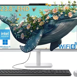 کامپیوتر رومیزی آل این وان 24 اینچی لنوو برای دفتر کار خانگی، AIO تجاری 23.8 اینچی FHD، پردازنده 8 هسته ای اینتل (بهتر از i5-1140G7)، 32 گیگابایت رم DDR4، 1 ترابایت SSD PCIe، WiFi 6، بلوتوث 5.2، ویندوز 11 پرو، Vent-Hear
