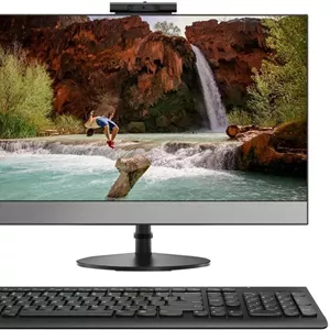 کامپیوتر همه کاره 24 اینچی لنوو V530-24ICB با پردازنده Core i5 (9400T) 1.8GHz، رم 8 گیگابایتی، حافظه SSD 256 گیگابایتی، WLAN، بلوتوث، وب کم و ویندوز 10 پرو (UHD Graphics 630)، مدل 10UW00DQUK
