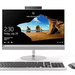 کامپیوتر همه کاره لنوو IdeaCentre AIO 3 با صفحه نمایش 23.8 اینچی FHD IPS بدون حاشیه از سه طرف (AMD Ryzen 5/8GB/512GB SSD/Win 11/MS Office 2021/AMD Radeon Graphics/دوربین 720p/کیبورد و ماوس بی سیم/سفید)، F0G100H3IN