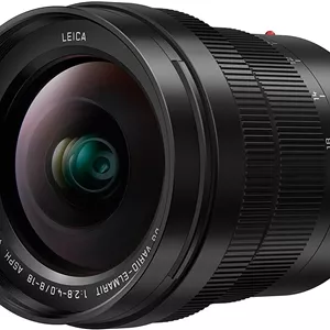 لنز حرفه ای پاناسونیک لومیکس جی لایکا DG Vario Elmarit، 8-18 میلی متر، F2.8-4.0 Asph، بدون آینه میکرو چهار سوم، H E08018 USA مشکی