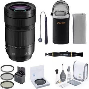 لنز پاناسونیک LUMIX S 70-300mm f/4.5-5.6 برای مانت L، همراه با بسته فیلتر 77mm ProOptic، کیف لنز، تمیز کننده لنز، کیت تمیز کننده، بند درب لنز