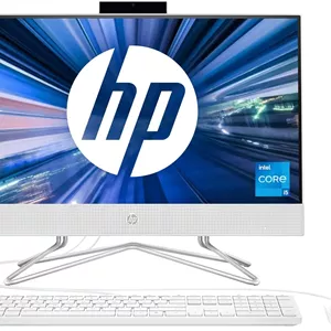 کامپیوتر همه کاره HP با پردازنده Intel Pentium J5040، صفحه نمایش 21.5 اینچی (54.6 سانتی متر) FHD با حاشیه های بسیار باریک در سه طرف (8 گیگابایت رم/512 گیگابایت SSD/گرافیک Intel UHD/ویندوز 11 هوم/کیبورد و ماوس سیمی/MS Office) مدل 22-dd2686in، سفید