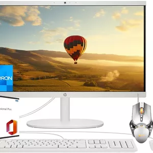کامپیوتر رومیزی همه کاره HP، صفحه نمایش 21.5 اینچی FHD، پردازنده Intel Celeron J4025، گرافیک Intel UHD، رم 32 گیگابایتی، SSD 1 ترابایتی، دوربین True Vision، WiFi 6، ویندوز 11 پرو، لایسنس مادام العمر Microsoft Office، ماوس طراحی شده