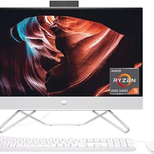 کامپیوتر همه کاره HP، صفحه نمایش لمسی 23.8 اینچی FHD Micro-Edge، پردازنده AMD Ryzen 5، گرافیک AMD Radeon، رم 12 گیگابایتی، SSD 512 گیگابایتی، سیستم عامل Windows 11 Home، Wi-Fi (24-cb1142، 2022)