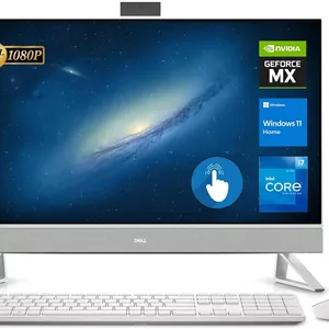 کامپیوتر همه کاره Dell Newest Inspiron 7700، صفحه نمایش لمسی 27 اینچی FHD، پردازنده نسل 11 اینتل i7-1165G7، کارت گرافیک GeForce MX330، رم 32 گیگابایتی، حافظه SSD 2 ترابایتی، دوربین IR، WiFi 6، کیبورد و ماوس بی سیم، ویندوز 11 هوم