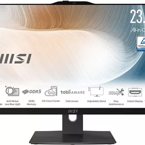 کامپیوتر همه کاره MSI Modern AM242TP: صفحه نمایش 23.8 اینچی FHD، پردازنده Intel Core 3-100U، حافظه 8 گیگابایتی، حافظه SSD 512 گیگابایتی M.2 NVMe، ویندوز 11 هوم: سفید 1M-1200US