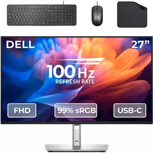 مانیتور 27 اینچی دل مدل P2725H با کیفیت Full HD (1980 x 1080) - نمایشگر UltraSharp IPS، رزولوشن، 100 هرتز، 5 میلی‌ثانیه، 99% sRGB، USB-C، DisplayPort، HDMI، VGA، 4x USB (شامل کیبورد سیمیماوسپد ماوس)