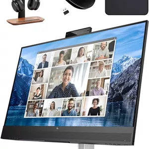مانیتور کنفرانس تجاری 27 اینچی HP (شامل پایه هدست Wave 1stماوس بی سیمپد ماوس) نمایشگر QHD، وب کم و بلندگوهای داخلی، هاب USB-C (E27m G4)