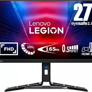 مانیتور گیمینگ 27 اینچی FHD IPS لنوو Legion R27i-30، نرخ بروزرسانی 180 هرتز (OC)، زمان پاسخگویی 0.5 میلی‌ثانیه (MPRT)، پوشش 99% sRGB، دارای 2 پورت HDMI 2.1 TMDS، پورت DP 1.4، قابلیت تنظیم شیب، چرخش، محور، ارتفاع، AMD FreeSync Premium، دارای 3 سال گارانتی [67B5GAC1AE]