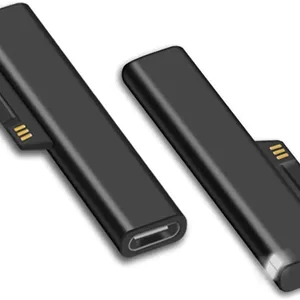 تبدیل خزنه برای اتصال شارژر USB C، سازگار با Microsoft Surface Pro 7/6/5/4/3 Go 1/2 Surface Laptop 4/3/2/1، کار با منبع تغذیه 45W 15V3A USBC و کابل 3A USB-C (2 عدد)