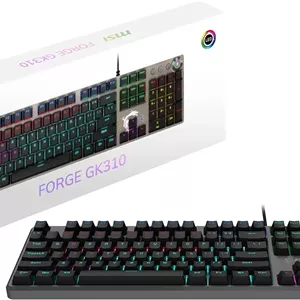 کیبورد گیمینگ مکانیکی MSI Force GK310 FR - AZERTY با سوییچ‌های قرمز قابل تعویض، دکمه‌های ارگونومیک، LED RGB با 20 حالت، روکش مغناطیسی قابل جابجایی USB 2.0 - اندازه کامل