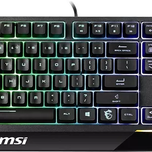 کیبورد گیمینگ MSI Vigor GK30 RGB، نورپردازی RGB 6 ناحیه‌ای، مقاوم در برابر آب و پاشش، سوییچ‌های پلانجر شبیه مکانیکی، مشکی