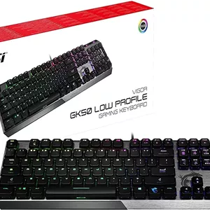 کیبورد گیمینگ مکانیکی RGB با پروفایل پایین MSI Vigor GK50 - سوییچ‌های Kailh White Low Profile، طراحی آلومینیومی برس خورده، طراحی ارگونومیک کلیدها، نورپردازی RGB Mystic Light - مشکی