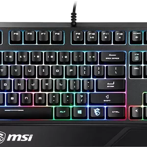 کیبورد گیمینگ MSI با نور پس زمینه RGB، کلیدهای میانبر اختصاصی، ضد شبح، مقاوم در برابر آب (Vigor GK20 US)، مشکی