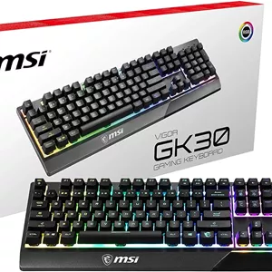 MSI Vigor GK30 DE (کیبورد گیمینگ، سیمی، سوییچ پلانجر، طرح‌بندی QWERTZ، مشکی، RGB)