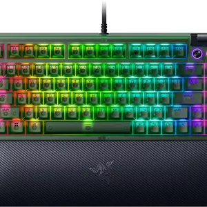 کیبورد گیمینگ مکانیکی Razer BlackWidow V4 75%: طراحی تعویض آسان سوییچ - جمع و جور و بادوام - سوییچ های نارنجی لمسی - Chroma RGB - کلیدهای MF Roller و Media - استراحتگاه مچ دست راحت - سبز شبح