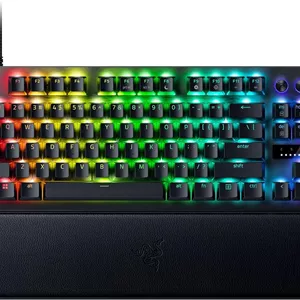 کیبورد گیمینگ Razer Huntsman V3 Pro TKL Esports: سوییچ های اپتیکال آنالوگ با Rapid Trigger و Actuation قابل تنظیم - کلیدها و دکمه رسانه - کلیدهای PBT دابل شات - صفحه بالایی آلومینیومی - استراحتگاه مچ دست