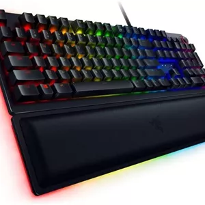 کیبورد گیمینگ مکانیکی Razer BlackWidow Elite: سوئیچ‌های مکانیکی سبز - لمسی و کلیکی - نورپردازی Chroma RGB - استراحتگاه مچ مغناطیسی - کلیدها و دایل اختصاصی مدیا - پورت USB Passthrough
