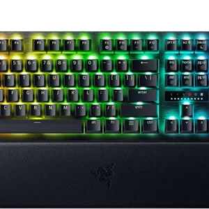 کیبورد گیمینگ Razer Huntsman V3 Pro Esports: سوییچ های اپتیکال آنالوگ با Rapid Trigger و Actuation قابل تنظیم - کلیدهای مدیا و دکمه چرخشی - کلیدهای PBT دابل شات - صفحه رویی آلومینیومی - استراحتگاه مچ دست