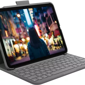 کیبورد لاجیتک آیپد (نسل 10) | Slim Folio با کیبورد بی سیم داخلی، طرح بندی QWERTY انگلیسی، گرافیت
