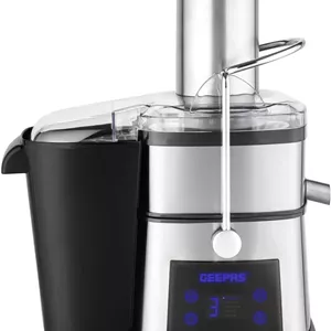آبمیوه گیری دیجیتال Geepas - GJE46023 / پارچ 1.0 لیتری، مخزن تفاله 2.0 لیتری، موتور قدرتمند 800 واتی با تنظیم 5 سرعت/کنترل لمسی، بدنه استیل ضد زنگ، فشاری، فیلتر و تیغه