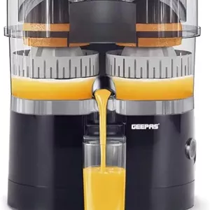 آب مرکبات گیری دوگانه Geepas | 90 وات | GCJ5347 | آبمیوه گیری برقی لیمو و پرتقال، با شیر ضد چکه، آب مرکبات گیری با موتور بی صدا و بدون BPA