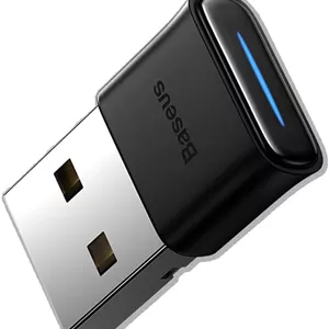 دانگل بلوتوثی Baseus BA04 آداپتور بی سیم 5.1، برد 20 متری، اتصال USB، کیفیت صدای HD، اتصال 7 دستگاه، بدون نیاز به درایور برای ویندوز، مناسب برای کیبورد، ماوس، اسپیکر و تلفن - مشکی