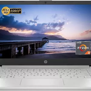 لپ تاپ HP 14، صفحه نمایش 14 اینچی FHD، پردازنده AMD Ryzen 3 3250U، رم 16 گیگابایتی DDR4، حافظه SSD 512 گیگابایتی PCIe، USB Type-C، Wi-Fi، وب کم، HDMI، ویندوز 11 هوم، نقره ای