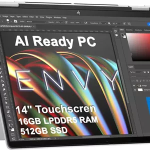 لپ تاپ 2 در 1 HP Envy x360 (صفحه نمایش لمسی 14 اینچی FHD ، AMD Ryzen 5 8640HS (> Intel i7-1255u)، رم 16 گیگابایتی، SSD 512 گیگابایتی)، مناسب تولیدکنندگان محتوا، عکاسان، طراحان، دارای نور پس زمینه، وب کم IR 5 مگاپیکسلی، Copilot، ویندوز 11 پرو، کامپیوتر هوش مصنوعی 2025