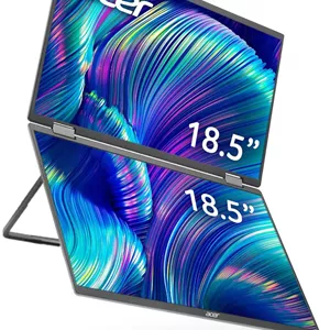 مانیتور پرتابل دوگانه تاشو 18.5 اینچی FHD 1080P ایسر مدل PD193Q | Adaptive-Sync | چرخش خودکار، نمایش عمودی یا افقی | بلندگوهای 2Wx2 | Plug & Play برای کامپیوترها | 2 x USB Type-C & 1 x Mini HDMI