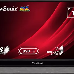 مانیتور قابل حمل 16 اینچی ویوسونیک VG1655، FHD (Full HD)، 60 هرتز، 6.5 میلی‌ثانیه، تنظیمات نمایشگر انعطاف‌پذیر - کار در هر زاویه، راه حل تک کابلی USB-C 60 واتی برای انتقال چندرسانه‌ای و شارژ برق