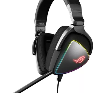 هدست گیمینگ ایسوس ROG DELTA با میکروفون و Hi Res ESS Quad DAC سازگار با هدفون های گیمینگ برای PC، Mac، PS4، Xbox One Aura Sync RGB Lighting مشکی، استاندارد، سیمی