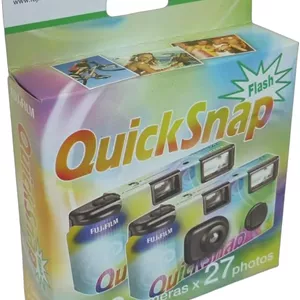 دوربین یکبار مصرف فوجی فیلم Instax Quicksnap 400 با فلاش داخلی، 54 نوردهی، شامل 2 دوربین 27 نوردهی