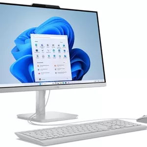 کامپیوتر همه کاره لنوو AIO A100 - صفحه نمایش 23.8 اینچی FHD IPS، پردازنده Intel N100 (جایگزین i3)، رم 16 گیگابایتی DDR4، حافظه SSD 512 گیگابایتی، Wi-Fi 6، ویندوز 11 پرو، کیبورد و ماوس سیمی، 1 سال گارانتی لنوو (خاکستری ابری)