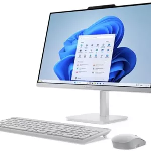 کامپیوتر همه کاره Lenovo AIO A100 - صفحه نمایش 23.8 اینچی FHD IPS، پردازنده Intel N100 (جایگزین i3)، 16 گیگابایت DDR4، 512 گیگابایت SSD، Wi-Fi 6، ویندوز 11 پرو، کیبورد و ماوس بی سیم، 1 سال گارانتی Lenovo (خاکستری ابری)