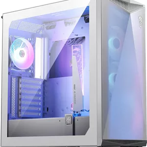 کیس گیمینگ MSI MPG GUNGNIR 300R Airflow سفید، کیس مید تاور با پنل جلوی مش و نورپردازی RGB - سازگار با مادربرد ATX، پنل کناری شیشه‌ای حرارتی، فن‌های از پیش نصب شده