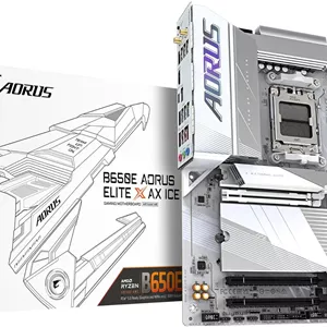 مادربرد GIGABYTE B650E AORUS Elite X AX ICE AM5 LGA 1718 AMD B650 ATX با 5 سال گارانتی، DDR5، 3X M.2، PCIe 5.0، USB 3.2 Gen2X2 Type-C، WiFi 6E، 2.5GbE LAN، Q-Flash Plus، EZ-Latch Plus