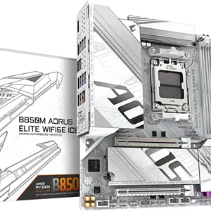 مادربرد GIGABYTE B850M AORUS Elite WIFI6E ICE AMD AM5 LGA 1718، فرم فاکتور mATX، DDR5، 2X M.2، PCIe 5.0، USB-C، WIFI6E، LAN 2.5GbE، EZ-Latch، 5 سال گارانتی