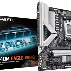 مادربرد GIGABYTE B840M EAGLE WIFI6 - پردازنده های AMD Ryzen 9000، VRM با 5 2 2 فاز، DDR5 تا 7600 مگاهرتز (O.C)، 1xPCIe 4.01xPCIe 3.0 M.2، Wi-Fi 6، LAN 2.5GbE، USB 3.2 Gen 1