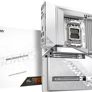 مادربرد GIGABYTE B850 AORUS STEALTH ICE AMD AM5، ATX، DDR5، 4x M.2، PCIe 5.0، USB-C، WIFI7، 5GbE LAN، EZ-Latch