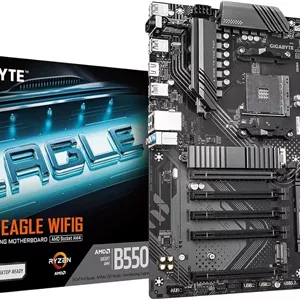 مادربرد GIGABYTE B550 EAGLE WIFI6 - پردازنده های AMD Ryzen 5000 G-Series، VRM با 10 3 1 فاز، DDR4 تا 3200 مگاهرتز، 1xPCIe 4.01xPCIe 3.0 M.2، LAN 1 گیگابیتی، WIFI 6، USB 3.2 Gen 2