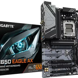 مادربرد GIGABYTE B650 Eagle AX AM5 LGA 1718 AMD B650 ATX، DDR5 Triple M.2، PCIe 5.0، USB 3.2 Gen2x2 Type-C، AMD Wi-Fi 6E، Realtek GbE LAN