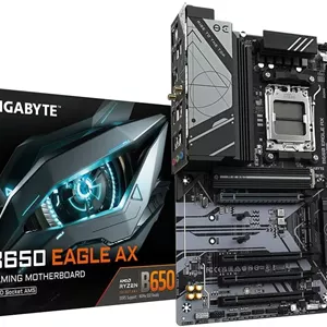 مادربرد گیگابایت B650 EAGLE AX - پشتیبانی از پردازنده های AMD Ryzen 7000، دارای VRM دیجیتال 12 2 2 فاز، پشتیبانی از DDR5 تا 7600 مگاهرتز (OC)، دارای 1xPCIe 5.02xPCIe 4.0 M.2، Wi-Fi 6E 802.11ax، GbE LAN، USB 3.2 Gen2