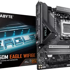 مادربرد GIGABYTE B850M Eagle WIFI6E AMD AM5، M-ATX، DDR5، 2X M.2، PCIe 5.0، USB-C، USB 3.2 Gen 2، WIFI6E، LAN 2.5GbE، EZ-Latch، Wi-Fi EZ-Plug