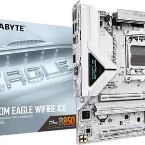 مادربرد GIGABYTE B850M Eagle WIFI6E ICE AMD AM5، M-ATX، DDR5، 2X M.2، PCIe 5.0، USB-C، USB 3.2 Gen 2، WIFI6E، LAN 2.5GbE، EZ-Latch، Wi-Fi EZ-Plug